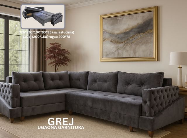 Grej - Hersa Ugaona garnitura